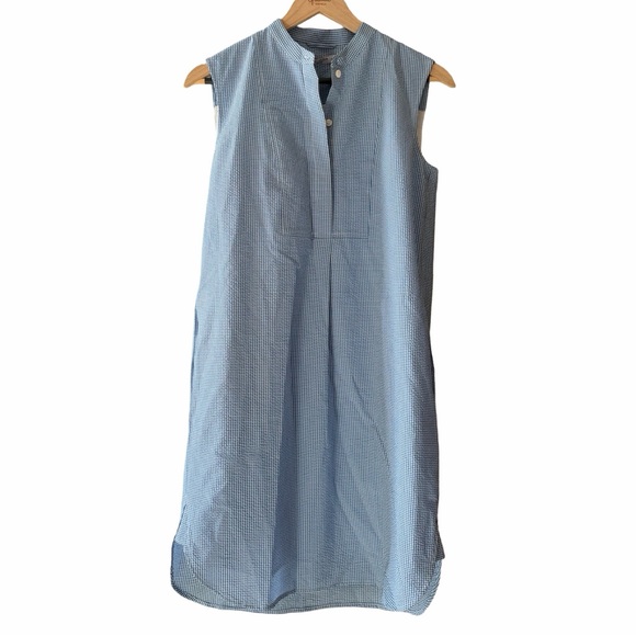 NWT MM LAFLEUR Gingham Seersucker Shift Blue Mini Dress Sz XS - Picture 2 of 5